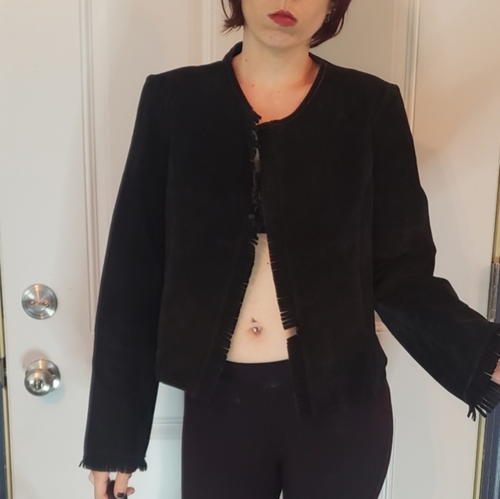 Vintage‎ 90s Suede Jacket with Fringe